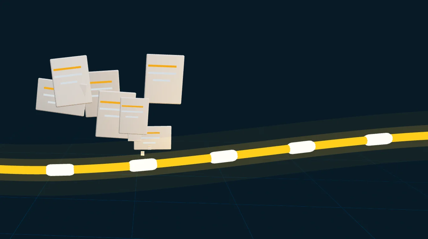 3D-Darstellung für Handwerk & Bau: der gelbe Datenstrom einer Automation