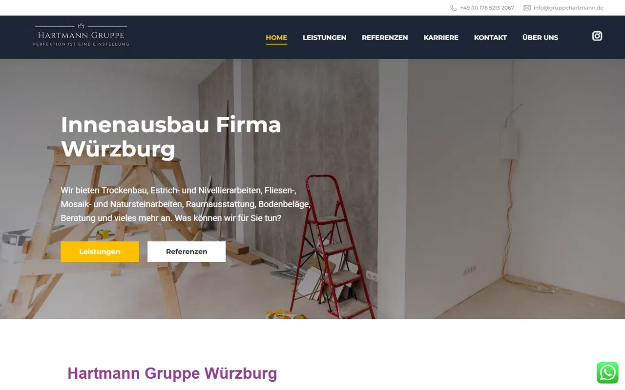 Website Hartmann Gruppe Würzburg